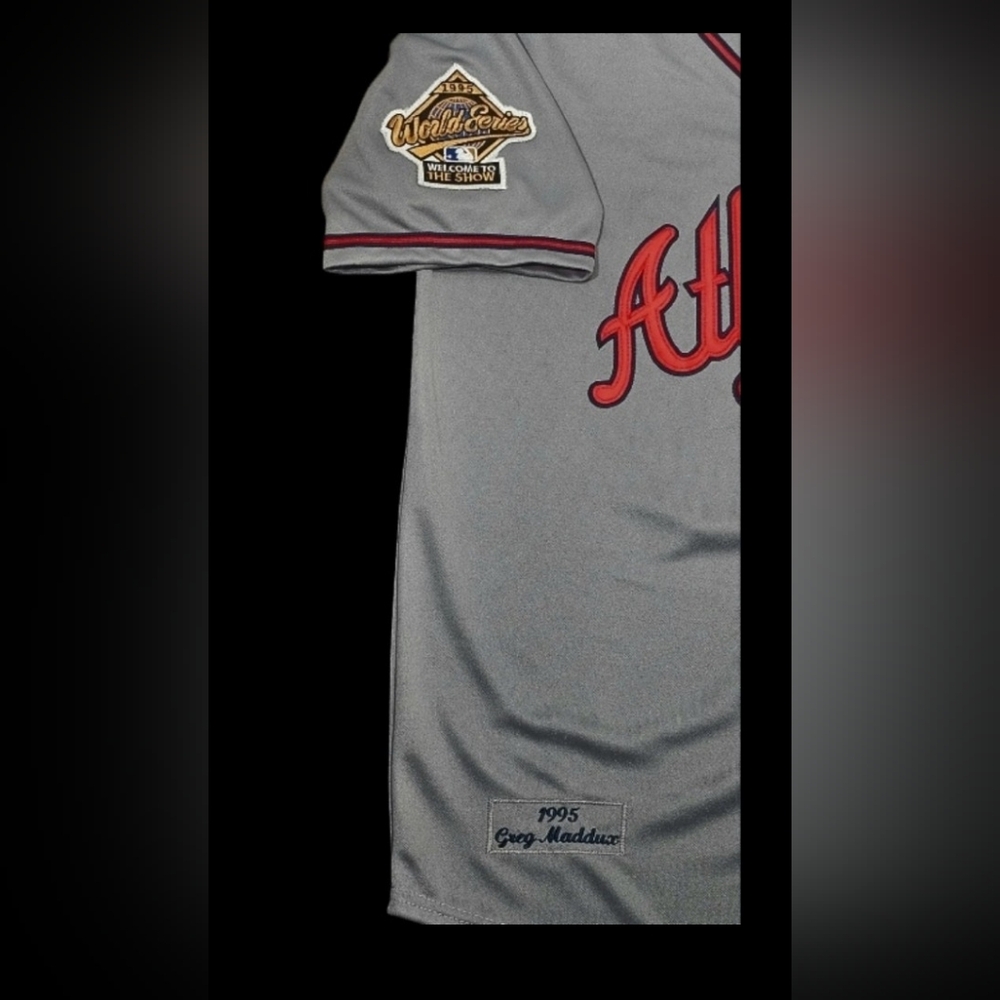 🆕️Greg Maddux Jersey Atlanta Braves 1995 World Series Throwback Gray Stitched🎁 - Picture 3 of 4